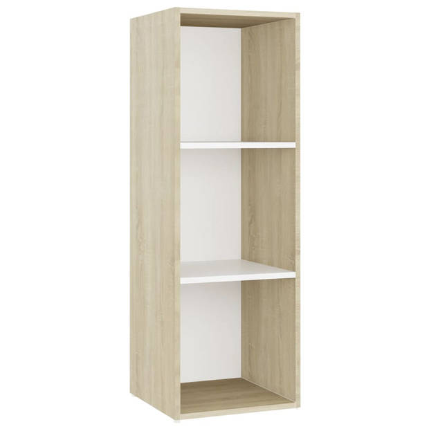 vidaXL Tv-meubelen 3st 107x35x37 cm bewerkt hout wit sonoma eikenkleur