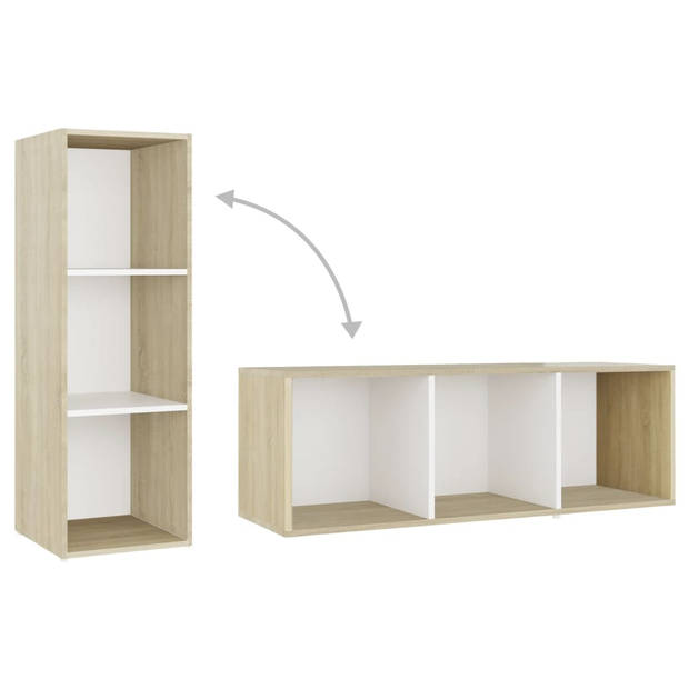 vidaXL Tv-meubel 107x35x37 cm bewerkt hout wit en sonoma eikenkleurig