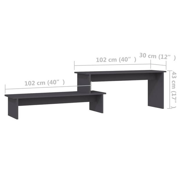 vidaXL Tv-meubel 180x30x43 cm bewerkt hout grijs