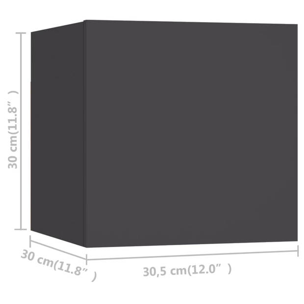 vidaXL Tv-wandmeubelen 8 st 30,5x30x30 cm grijs