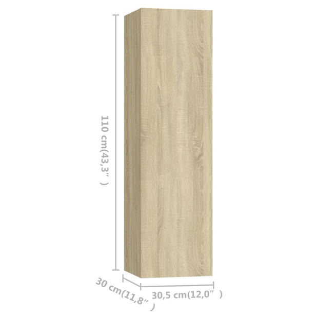 The Living Store Wandkast - TV-meubel - Sonoma eiken - 30.5 x 30 x 110 cm - Spaanplaat