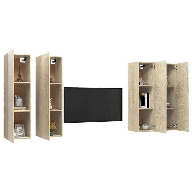 The Living Store Wandkast - TV-meubel - Sonoma eiken - 30.5 x 30 x 110 cm - Spaanplaat