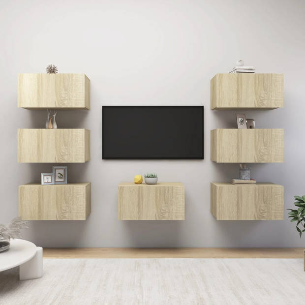 The Living Store TV Wandkast - Sonoma Eiken - 30.5 x 30 x 60 cm - Spaanplaat