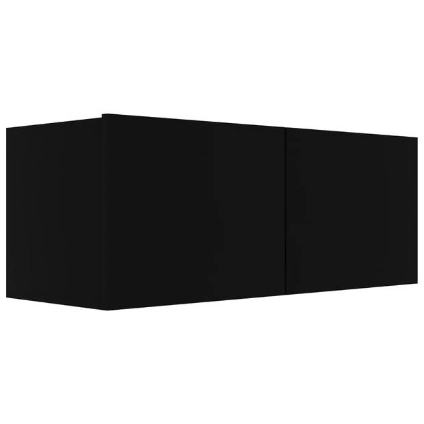 The Living Store Televisiemeubel - Stereokast - TV-meubel (L) en (M) - Zwart - 80x30x30 cm en 30.5x30x90 cm