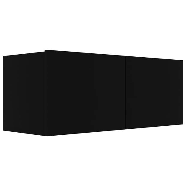 The Living Store TV Meubelset - Zwart - 80x30x30cm + 30.5x30x90cm