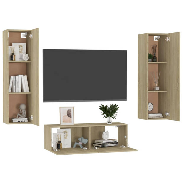 The Living Store Tv-meubel - Sonoma eiken - 100 x 30 x 30 cm (L) - 30.5 x 30 x 110 cm (M)