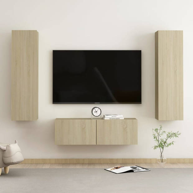 The Living Store Tv-meubel - Sonoma eiken - 100 x 30 x 30 cm (L) - 30.5 x 30 x 110 cm (M)