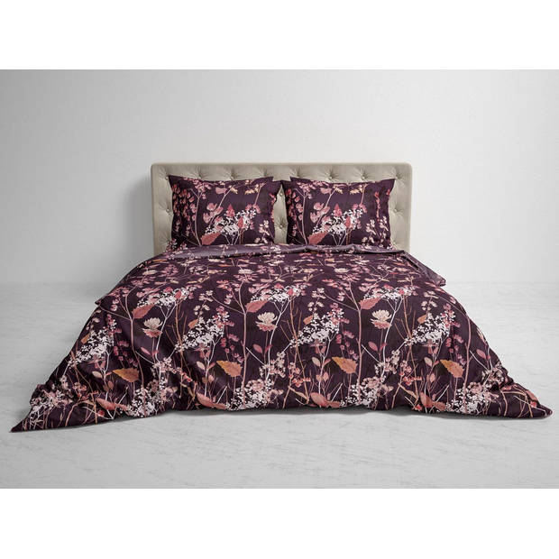 Heckett Lane Dekbedovertrek Flanel Revi - raisin red 200x200/220cm