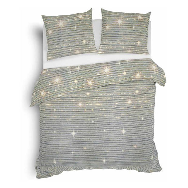 Heckett & Lane Noah flanel dekbedovertrek - 2-persoons (200x200/220 cm + 2 slopen) - Flanel - Starry Grey