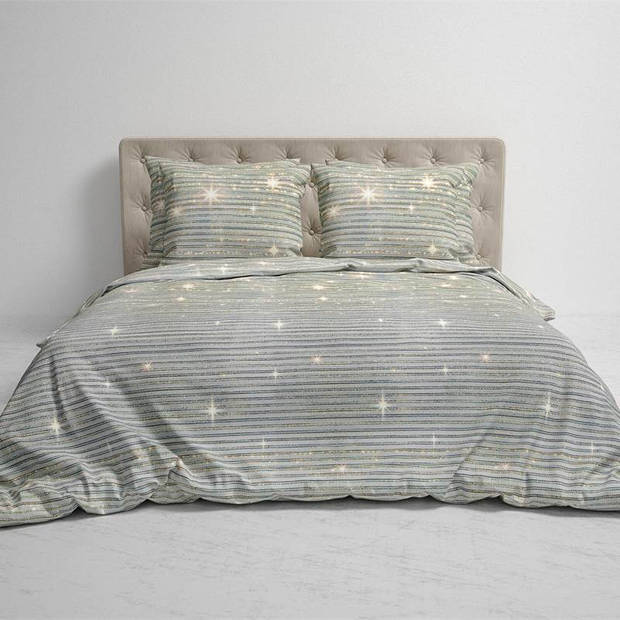 Heckett & Lane Noah flanel dekbedovertrek - 2-persoons (200x200/220 cm + 2 slopen) - Flanel - Starry Grey