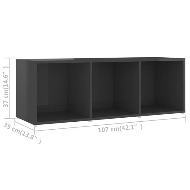 vidaXL Tv-meubel 107x35x37 cm bewerkt hout hoogglans grijs