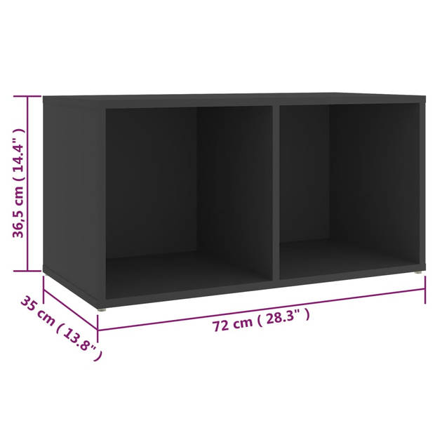 The Living Store Televisiekast - Grijs - 72 x 35 x 36.5 cm - 2 vakken