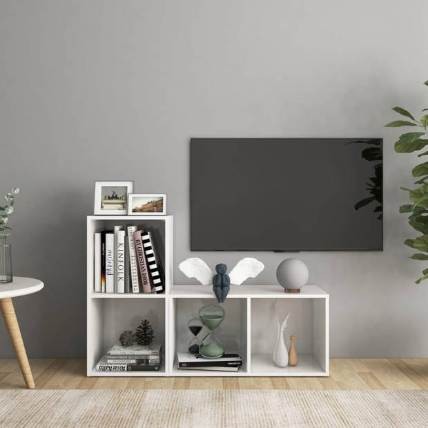 vidaXL Tv-meubelen 2 st 72x35x36,5 cm bewerkt hout hoogglans wit