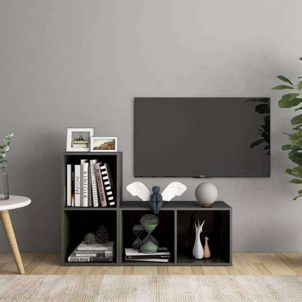 vidaXL Tv-meubelen 2 st 72x35x36,5 cm bewerkt hout hoogglans grijs