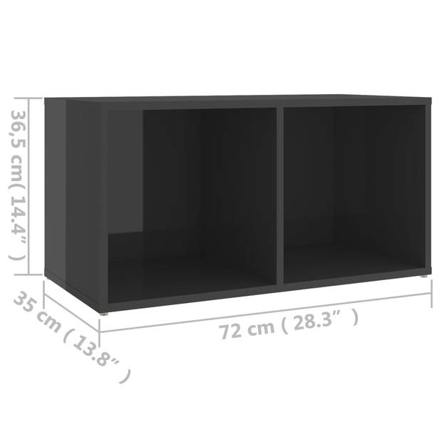 vidaXL Tv-meubel 72x35x36,5 cm bewerkt hout hoogglans grijs