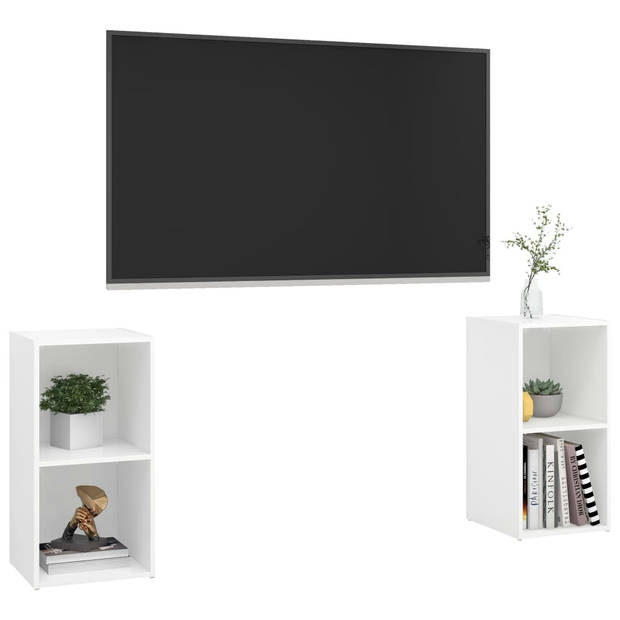 vidaXL Tv-meubelen 2 st 72x35x36,5 cm bewerkt hout wit