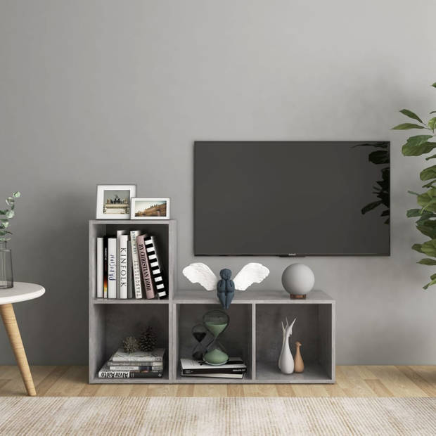 vidaXL Tv-meubelen 2 st 72x35x36,5 cm bewerkt hout betongrijs