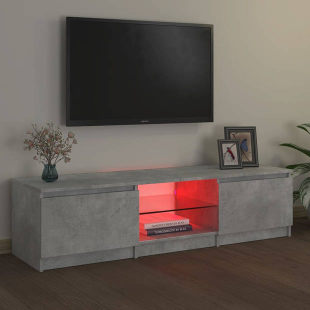 vidaXL Tv-meubel met LED-verlichting 140x40x35,5 cm betongrijs