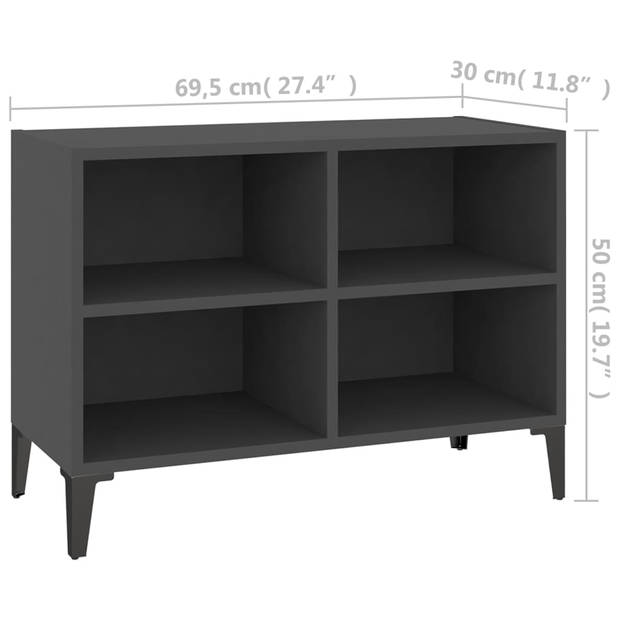 vidaXL Tv-meubel met metalen poten 69,5x30x50 cm grijs