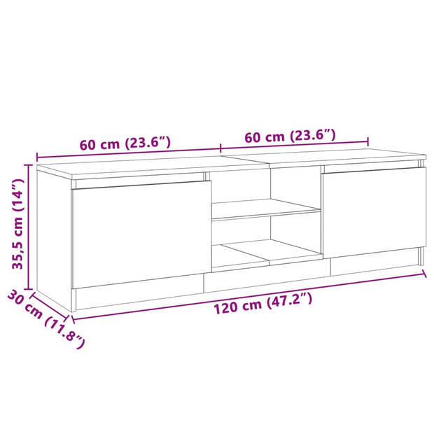 vidaXL Tv-meubel met LED-verlichting 120x30x35,5 cm sonoma eikenkleur