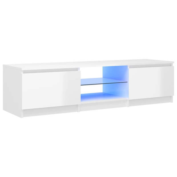 vidaXL Tv-meubel met LED-verlichting 140x40x35,5 cm hoogglans wit