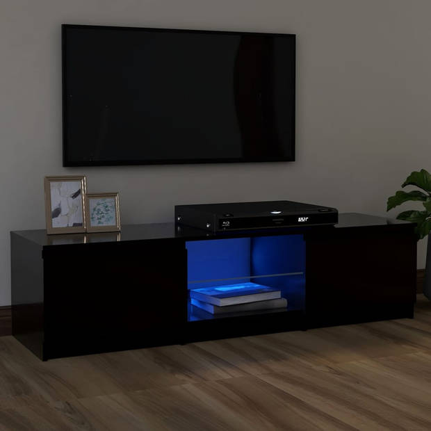 The Living Store TV-meubel - LED-verlichting - hifi-kast - 120x30x35.5 cm - zwart