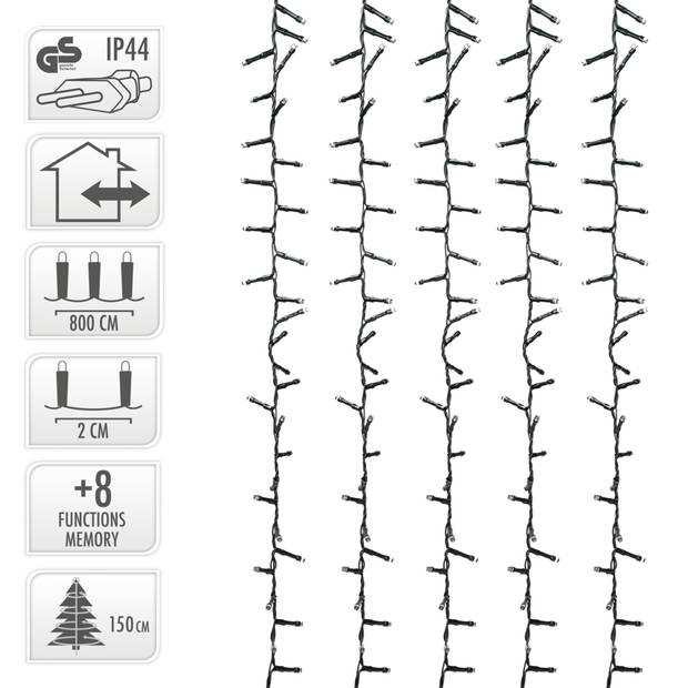 Micro Cluster 400 LED's - 8 meter - wit - 8 functies + geheugen