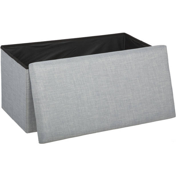 Atmosphera Poef/hocker/voetenbankje - opbergbox - lichtgrijs - PO/MDF - 76 x 38 x 38 cm - Poefs