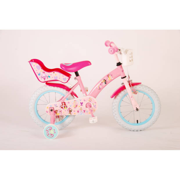 Disney Meisjesfiets Princess 14 Inch 25 cm Meisjes Terugtraprem Roze