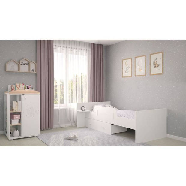Polini - wit/naturel Teddy omvormbaar bed van 60x120 cm tot 90x190 cm