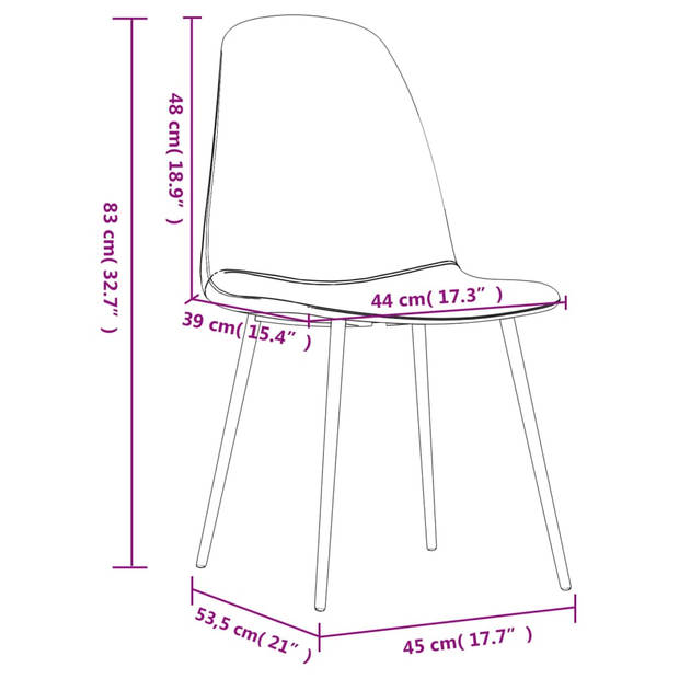 vidaXL Eetkamerstoelen 2 st 45x53,5x83 cm kunstleer donkerbruin