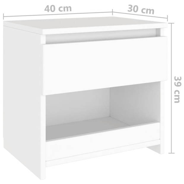 vidaXL Nachtkastje 40x30x39 cm bewerkt hout wit