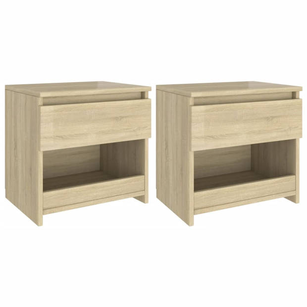 vidaXL Nachtkastjes 2 st 40x30x39 cm bewerkt hout sonoma eikenkleurig