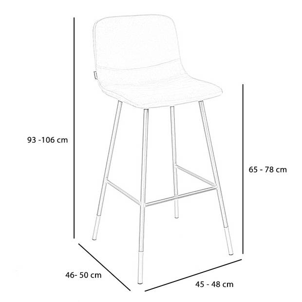 Bronx71 Industriële barkruk Mikky zwart/antraciet eco-leer 65-78 cm.