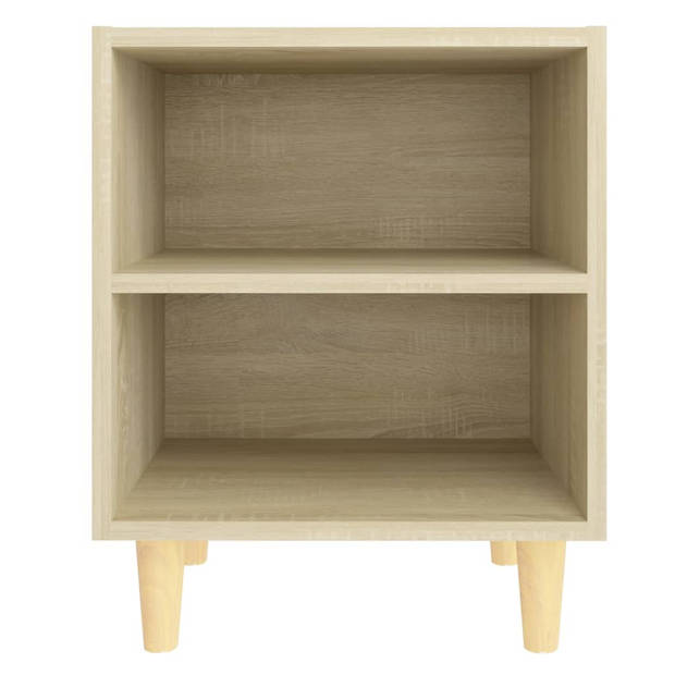 vidaXL Nachtkastjes 2 st met houten poten 40x30x50 cm sonoma eiken