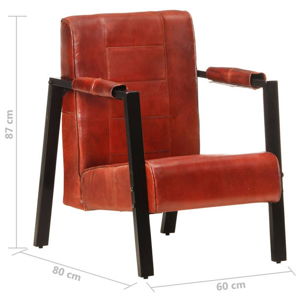 The Living Store Fauteuil Vintage - echt geitenleer - 60x80x87 cm - donkerbruin