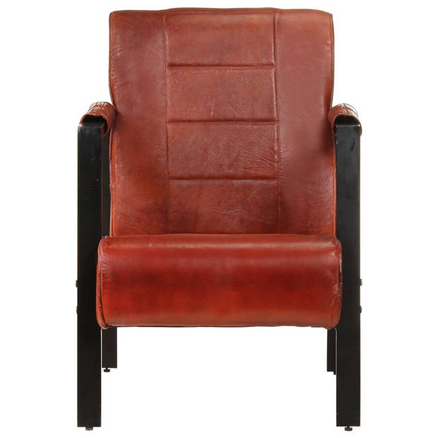 The Living Store Fauteuil Vintage - echt geitenleer - 60x80x87 cm - donkerbruin