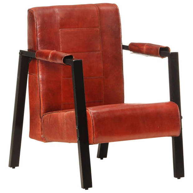 The Living Store Fauteuil Vintage - echt geitenleer - 60x80x87 cm - donkerbruin