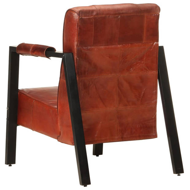 The Living Store Fauteuil Vintage - echt geitenleer - 60x80x87 cm - donkerbruin