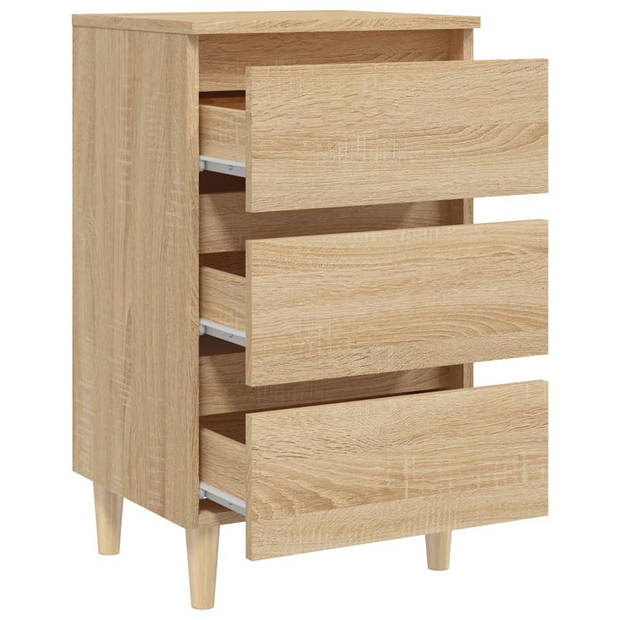 vidaXL Nachtkastjes 2 st met houten poten 40x35x69 cm sonoma eiken