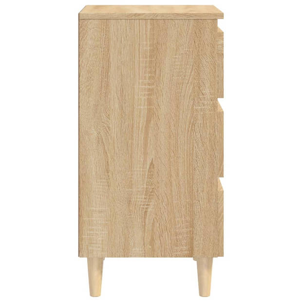 vidaXL Nachtkastjes 2 st met houten poten 40x35x69 cm sonoma eiken