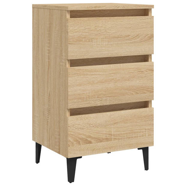 vidaXL Nachtkastjes 2 st met metalen poten 40x35x69 cm sonoma eiken