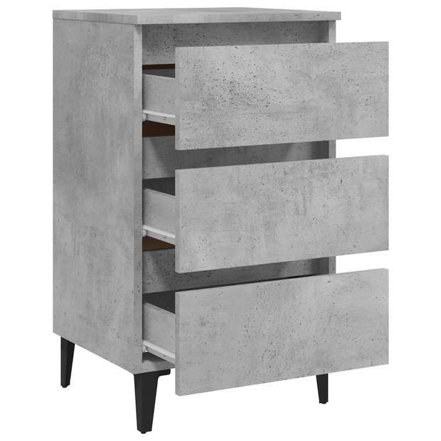 vidaXL Nachtkastjes 2 st met metalen poten 40x35x69 cm betongrijs