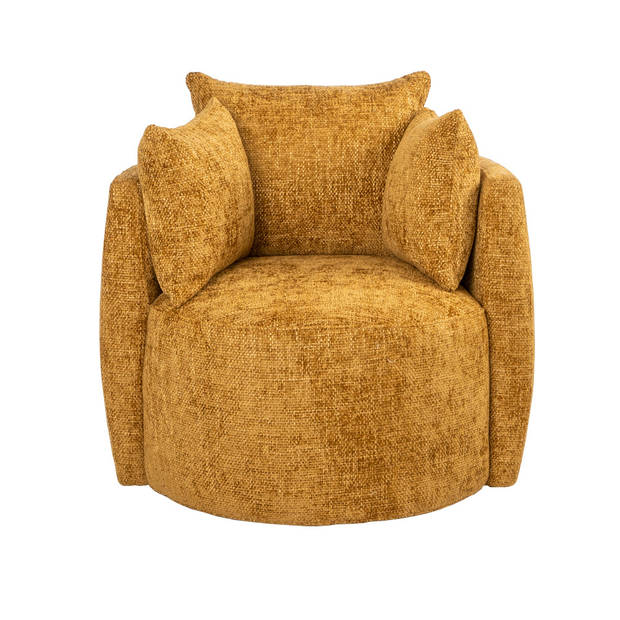 Bronx71 Fauteuil Ruby chenille stof okergeel.