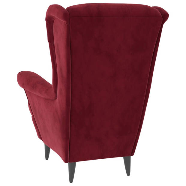 The Living Store Fauteuil Velvet - Wijnrood - 81 x 90 x 96.5 cm - Stabiel frame - Comfortabel zitten