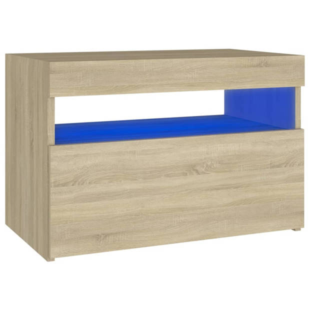 vidaXL Nachtkastje LED-verlichting 60x35x40 cm bewerkt hout sonoma eik