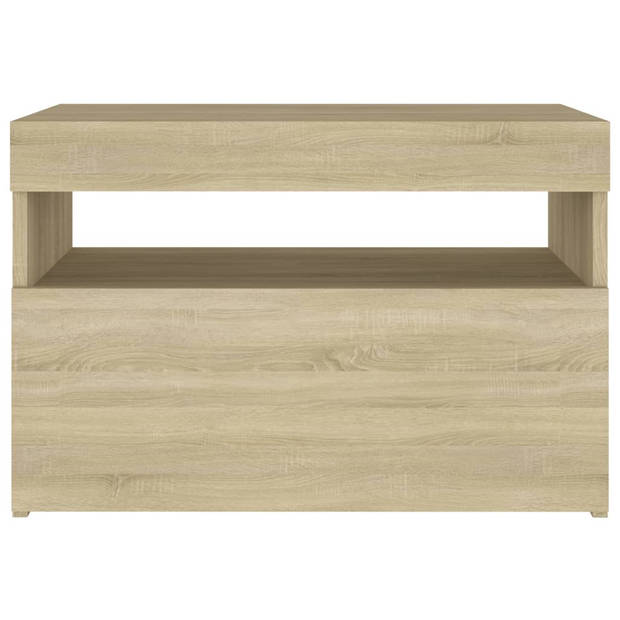 vidaXL Nachtkastje LED-verlichting 60x35x40 cm bewerkt hout sonoma eik