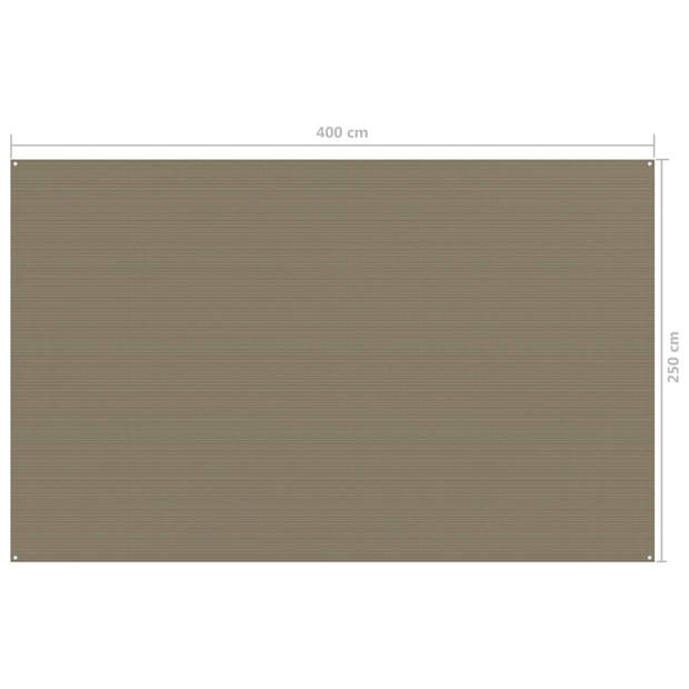 The Living Store Tenttapijt - Taupe - 250x400 cm - Hoge dichtheid polyetheen - Weerbestendig