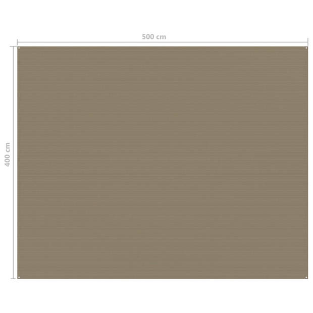 The Living Store Tenttapijt HDPE 400x500 cm - Taupe - Weerbestendig - Ademend