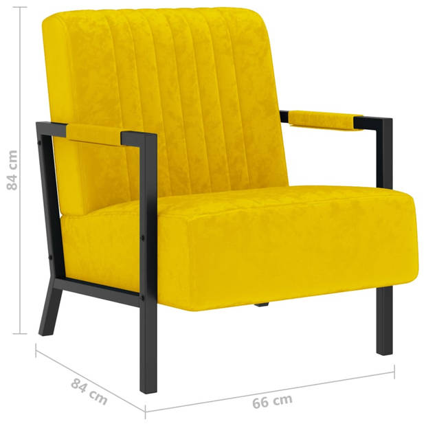 The Living Store Fauteuil Comfort - Fauteuils - 66 x 84 x 84 cm - Mosterdgeel - Fluweel